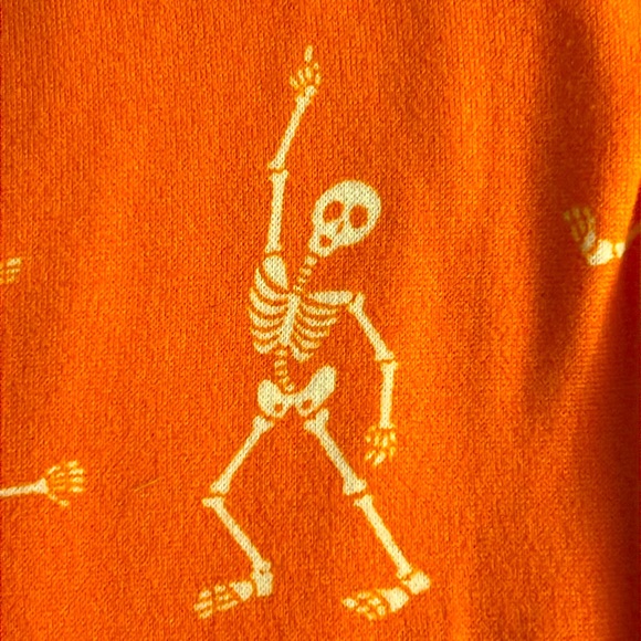 Dancing SKELETON 2pc Pajama Set * size 2XL * Orange White Black SHORTS S/ Sleeve - Picture 8 of 9
